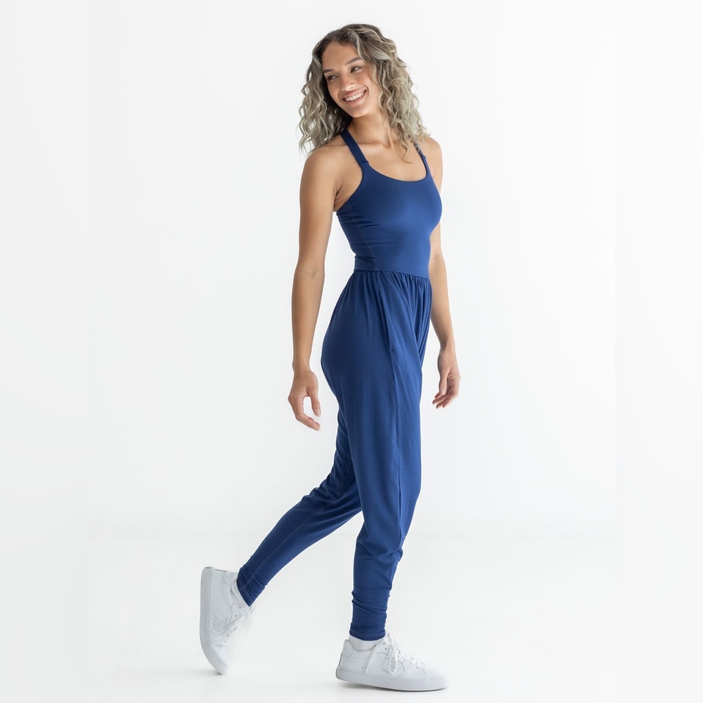 Imbodhi Bodhi Jumper Blue Modal Jumpsuit Romper Yoga Lounge Size Small Cozy